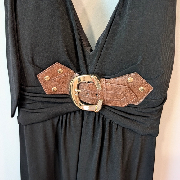 Cache Black Halter Dress with Buckle Detail Size Medium - Picture 2 of 7